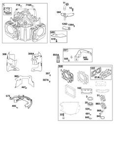 Cylinder Group Diagram and Parts List for 44T977-0055-B5 400000 - 699999 Briggs and Stratton Engine